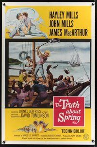 1w904 TRUTH ABOUT SPRING 1sh '65 Richard Thorpe directed, Hayley Mills w/father John Mills!