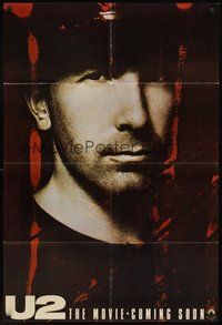 1w909 U2 RATTLE & HUM teaser 1sh '88 great close-up image of Irish rocker The Edge!