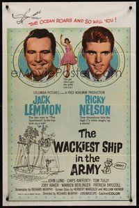 1w932 WACKIEST SHIP IN THE ARMY 1sh '60 Jack Lemmon & Ricky Nelson, the ocean roars & so will you!