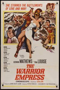 1w950 WARRIOR EMPRESS 1sh '60 Tina Louise stormed the battlements of love & war, Kerwin Mathews!