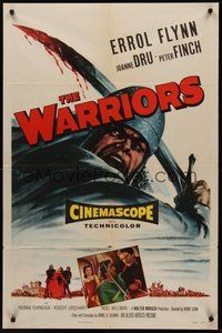 1w952 WARRIORS 1sh '55 Errol Flynn, Joanne Dru & Peter Finch, bloody sword art!