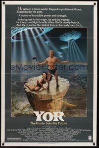 1w989 YOR, THE HUNTER FROM THE FUTURE 1sh '83 Margheriti's Il mondo di Yor, cool sci-fi art!