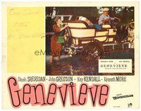 1x538 GENEVIEVE English LC '53 Kay Kendall pushing car while Kenneth More drives!
