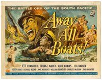 1x064 AWAY ALL BOATS TC '56 Jeff Chandler, Reynold Brown art, battle cry of the South Pacific!