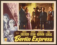 1x364 BERLIN EXPRESS LC #3 '48 Jacques Tourneur, guy points gun at Merle Oberon & Paul Lukas!