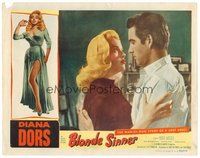 1x382 BLONDE SINNER LC '56 sexy bad girl Diana Dors in embrace with Michael Craig!