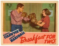 1x398 BREAKFAST FOR TWO LC '37 Barbara Stanwyck & Herbert Marshall look serious boxing each other!