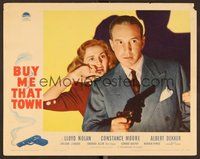 1x409 BUY ME THAT TOWN LC '41 scared Constance Moore stands behind Lloyd Nolan with gun!