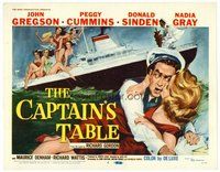 1x095 CAPTAIN'S TABLE TC '60 art of John Gregson & sexy Peggy Cummins on ocean cruise!