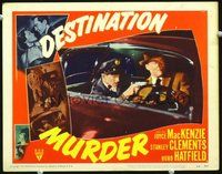 1x466 DESTINATION MURDER LC #4 '50 great image of cops shooting from car in Cahn film noir!