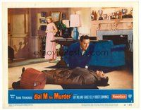 1x469 DIAL M FOR MURDER LC #1 '54 Alfred Hitchcock, Grace Kelly watches Ray Milland by body!