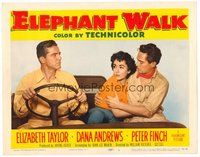 1x487 ELEPHANT WALK LC #1 '54 sexy Elizabeth Taylor between Dana Andrews & Peter Finch in jeep!