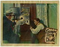 1x492 ESCAPE FROM CRIME LC '42 image of Paul Fix and other hoodlum firing guns through glass window!