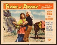 1x510 FLAME OF ARABY LC #8 '51 Jeff Chandler tries to wrestle knife from sexy Maureen O'Hara!