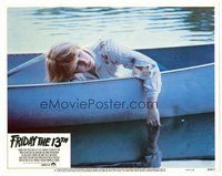 1x520 FRIDAY THE 13th LC #6 '80 close up of bloodied Adrienne King sleeping in canoe!