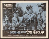 1x618 INVASION OF THE STAR CREATURES LC #7 '62 close up of officer & two privates, cool border art!