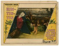 1x032 LAND OF THE SILVER FOX LC '28 close up of German Shepherd Rin Tin Tin with wounded man!