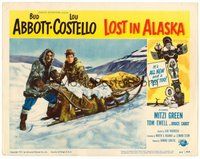 1x695 LOST IN ALASKA LC #5 '52 close up of Bud Abbott & Lou Costello by sled in the snow!