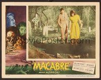 1x708 MACABRE LC #5 '58 William Castle, man & woman shine flashlight into a grave!