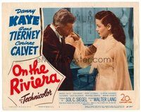 1x802 ON THE RIVIERA LC #5 '51 close up of Danny Kaye kissing sexy Gene Tierney on the hand!