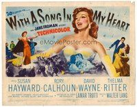 1x318 WITH A SONG IN MY HEART TC '52 artwork of elegant Susan Hayward as singer Jane Froman!
