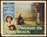 1x993 WOMAN ON THE BEACH LC #8 '46 Robert Ryan looks down at Joan Bennett collecting firewood!