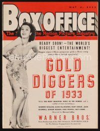 1y047 BOX OFFICE national edition exhibitor magazine May 4, 1933 Gold Diggers of 1933!