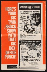 1y098 BLOOD BEAST FROM OUTER SPACE/CASTLE OF EVIL pressbook '60s double-bill