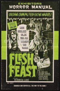 1y118 FLESH FEAST pressbook '70 cheesy horror starring Veronica Lake, of all people!