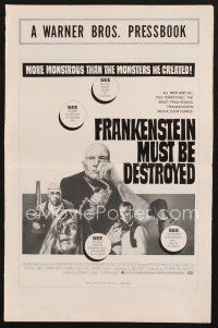 1y120 FRANKENSTEIN MUST BE DESTROYED pressbook '70 Peter Cushing is more monstrous than his monster!