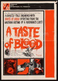 1y170 TASTE OF BLOOD pressbook '67 Herschell G. Lewis, a ghastly tale drenched with gouts of blood!