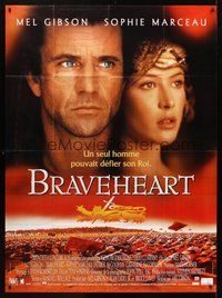 1z114 BRAVEHEART French 1p '95 different image of Mel Gibson as William Wallace & Sophie Marceau!