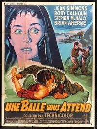 1z116 BULLET IS WAITING French 1p '56 Jean Simmons, Rory Calhoun & McNally, different Belinsky art!