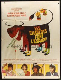 1z124 CHARLOTS GO TO SPAIN French 1p '72 Les Charlots font l'Espagne, wacky Hansel bull artwork!
