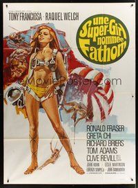 1z163 FATHOM French 1p '67 different art of sexy nearly-naked Raquel Welch in parachute harness!