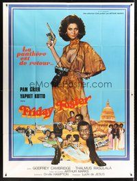 1z169 FRIDAY FOSTER French 1p '77 artwork of sexiest Pam Grier with gun and camera!