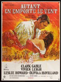 1z183 GONE WITH THE WIND French 1p R70s art of Clark Gable & Vivien Leigh by Howard Terpning!