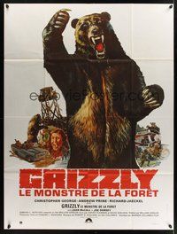 1z190 GRIZZLY French 1p '76 different montage art with giant grizzly bear attacking!