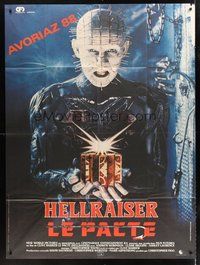 1z195 HELLRAISER French 1p '88 Clive Barker horror,great image of Pinhead,he'll tear your soul apart
