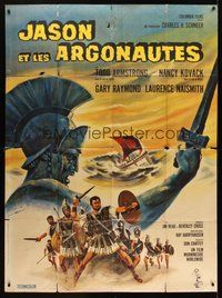 1z213 JASON & THE ARGONAUTS French 1p '63 Harryhausen, different art of colossus by Charles Rau!