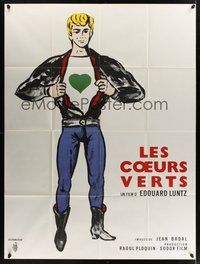 1z241 LES COEURS VERTS French 1p '66 Edouard Luntz's Naked Hearts, great artwork!