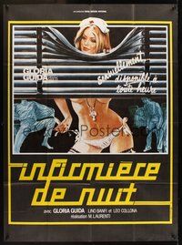 1z226 L'INFERMIERA DI NOTTE French 1p '79 art of sexy half-naked Night Nurse peeking thru blinds!