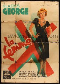 1z261 MADAME X French 1p '37 different full-length art of bad Gladys George by Roger Soubie!