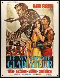 1z263 MAGNIFICENT GLADIATOR French 1p '66 art of Mark Forest as Il Magnifico Gladiatore by Casaro!