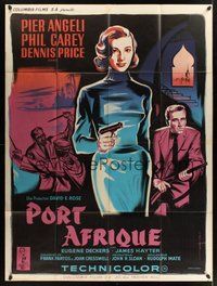 1z299 PORT AFRIQUE French 1p '56 different art of sexy Pier Angeli caught in the Casbah with gun!