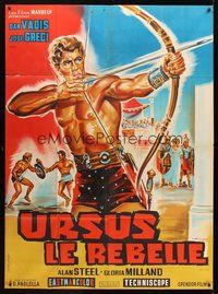 1z307 REBEL GLADIATORS French 1p '64 Ursus, il gladiatore ribelle, sword & sandal art by Belinsky