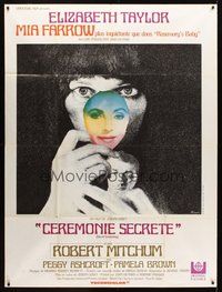 1z320 SECRET CEREMONY French 1p '68 Elizabeth Taylor, Mia Farrow, Robert Mitchum, Joseph Losey