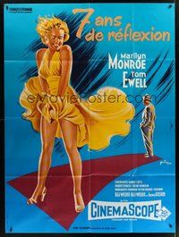 1z326 SEVEN YEAR ITCH French 1p R70s best art of Marilyn Monroe's skirt blowing by Boris Grinsson!