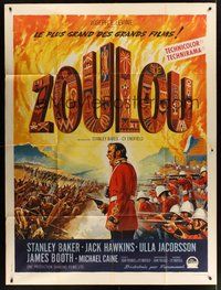 1z380 ZULU French 1p '64 Stanley Baker & Michael Caine classic, different art by Roger Soubie!