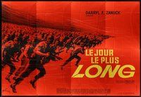 1z008 LONGEST DAY French 8p '62 incredible different art of charging soldiers by Boris Grinsson!